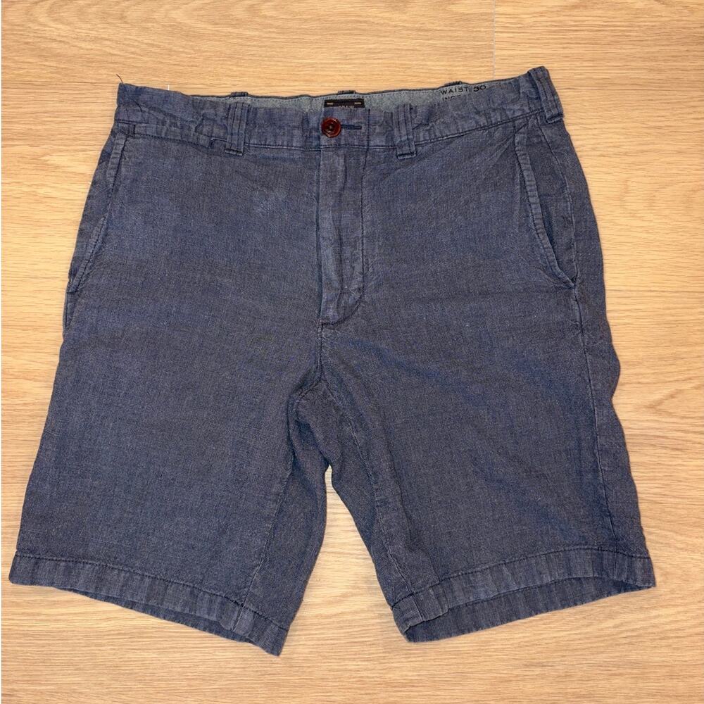 J. Crew Stanton blue linen cotton blend shorts mens size 30 (Waist 30 inseam 9)